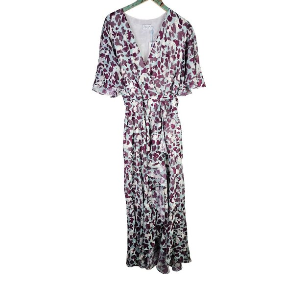 Tanya Taylor Blaire Brushstroke Coral Araucana Wrap Dress, Sz 16, NWT - Picture 3 of 11